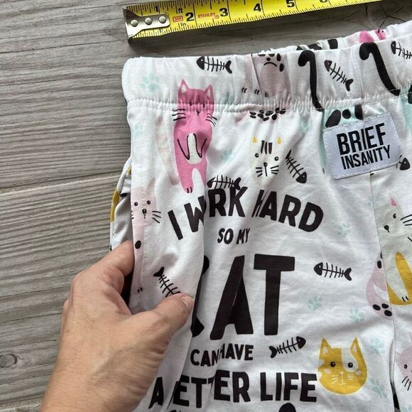 Brief Insanity Mens Multicolor Allover Cat Design Relaxed Fit Lounge Pants Small - Picture 6 of 7